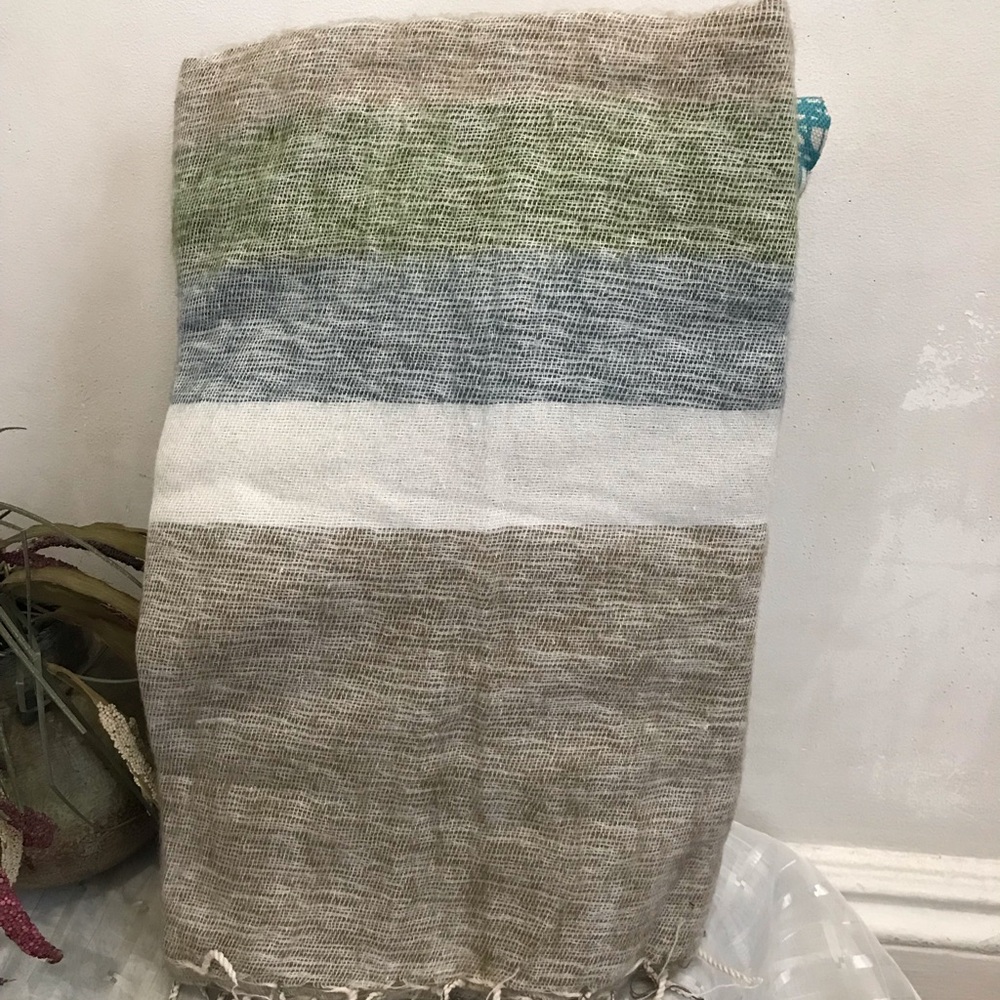 Striped Multicolor Woven Himalayan Yak Wool Shawl Scarf Throws